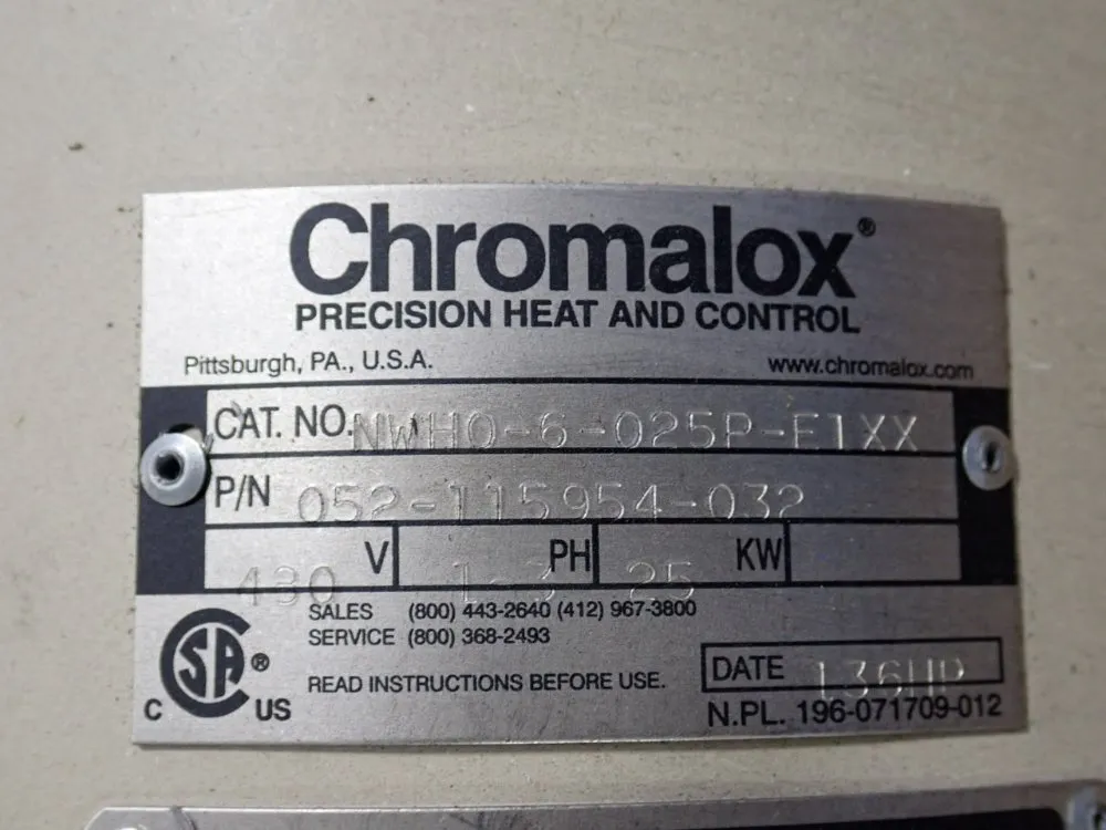 25 KW, Chromalox #NWH0-6-025P-F1XX, Circulation Heater - Image 4