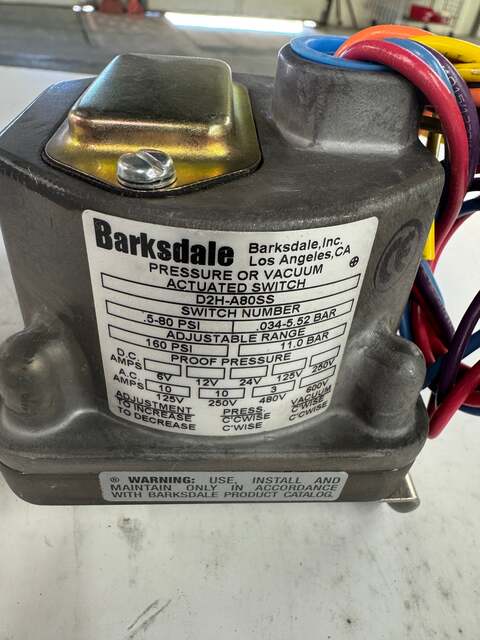 Barksdale #D2H-A80SS, pressure switch, 1/4" NPT female, 0.5-80 PSI adjustable - Image 4