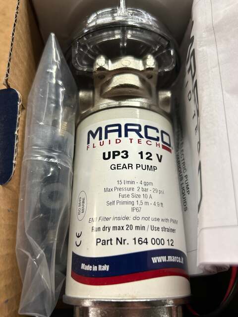 Marco #UP3, diesel transfer bronze gear pump, 4 GPM, 3/8" NPT, 12V, self-priming - Image 3