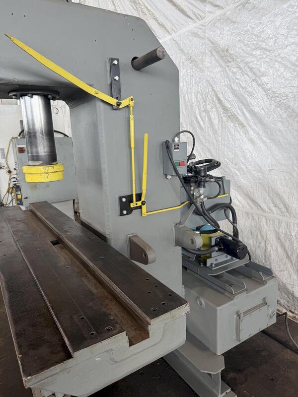 100 Ton, Eitel, hydraulic C-frame press, 16" stroke, 23.5" throat, 27" open, 84" x21" bed, 5" cylinder - Image 5