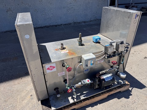 5 HP Electro-Steam, Electric Steam Generator, Stainless Steel, skid mounted w/ process piping & valves - Image 1