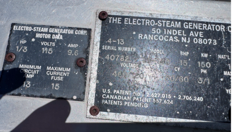 5 HP Electro-Steam, Electric Steam Generator, Stainless Steel, skid mounted w/ process piping & valves - Image 6