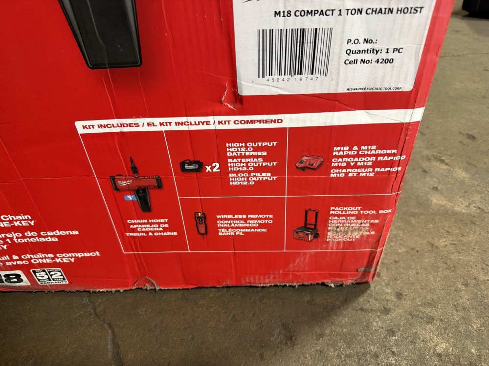 1 Ton, Milwaukee #M18, chain hoist - Image 2