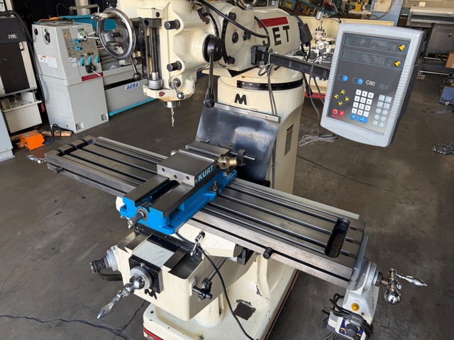 Jet #JTM-4VS, vertical mill, 9" x49" table, 34" X, 12" Y, 3 HP, 60-4,200 RPM, R-8, 230/460 V., 3 Ph. - Image 2