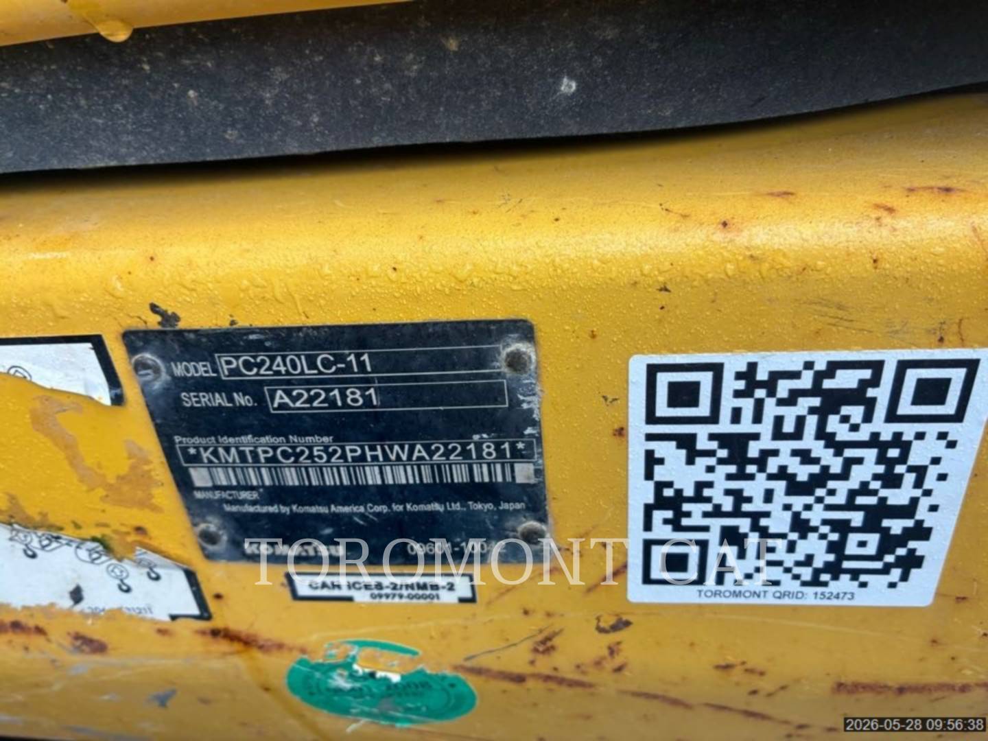 Komatsu Ltd. PC240LC-11, 9539 hours, S/N: A22181, 2017 - Image 6
