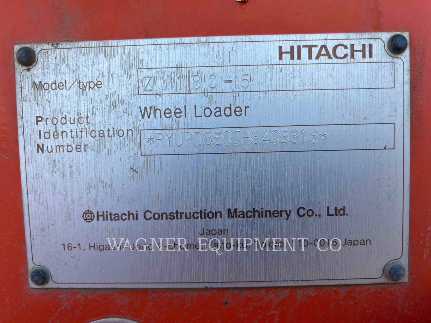 Hitachi ZW180-6, Wheel Loader, 8067 hours, S/N: RYUPD860JH8405318, 2019 - Image 6
