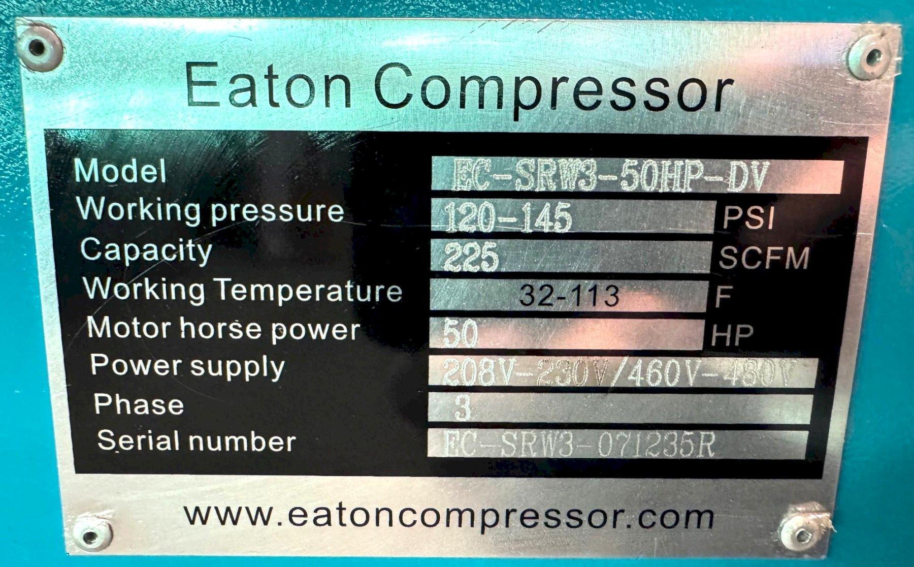 225 cfm, 145 psi, Eaton #EC-SRW3-50HP-DV, rotary screw air compressor, dryer, 50 HP - Image 5