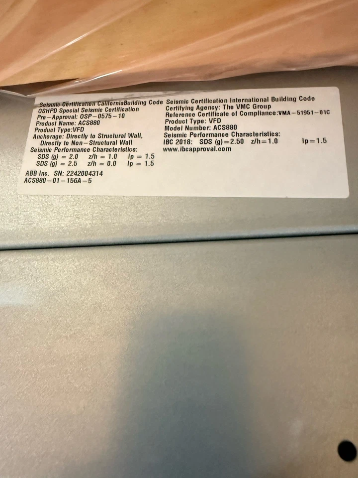 125 HP ABB, ACS880-01-156A-5, Variable Frequency Drive (VFD), 480 Volts, New Surplus, Factory Tested - Image 3