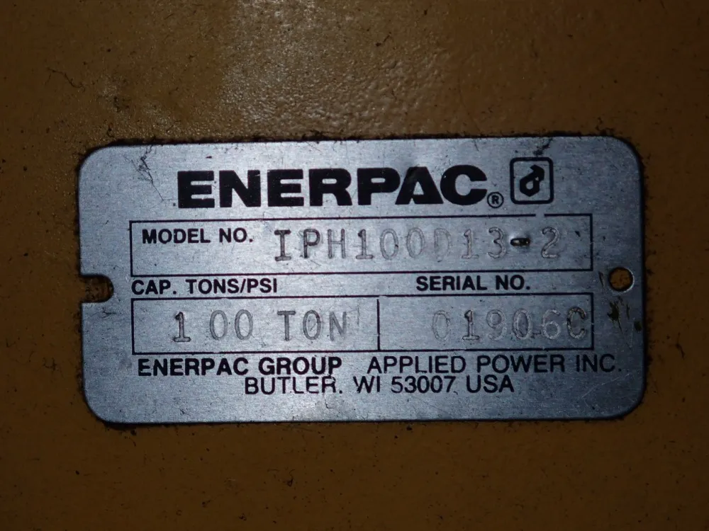 100 Ton, Enerpac #IPH100D113-2, H-Frame Hydraulic Press, 20" x 16" die - Image 10