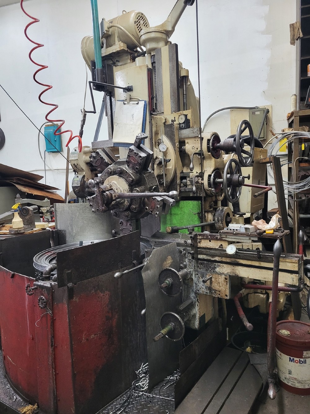 36" Bullard #Spiral-Drive, High Column, Turret and Side Heads, 3 Jaw Chuck, Fine Feeds, Tool Holders - Image 2