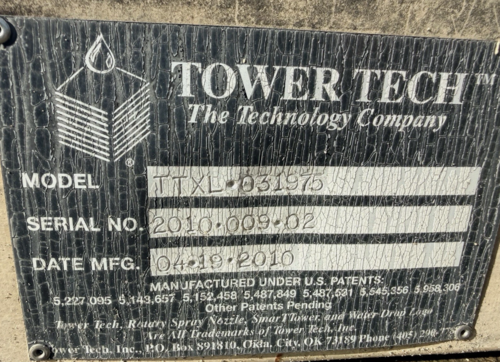 300 Ton, Tower Tech #TTXL-031975, fiberglass industrial cooling tower, 2010 - Image 2