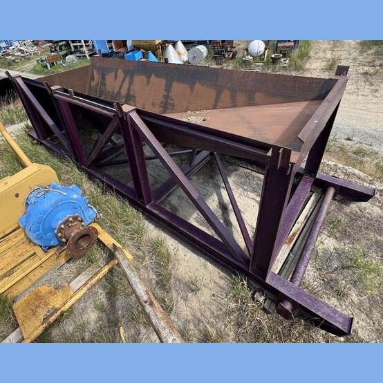 23' long x 6.75' wide Hopper, 23' x 81" x 65" deep, 10" diameter discharge, H-beam frame, on skid - Image 3
