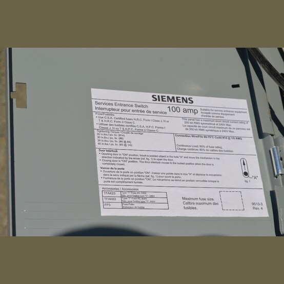 100 Amp. Siemens, Fusible Disconnect Switch, 240 Volts, single phase - Image 4