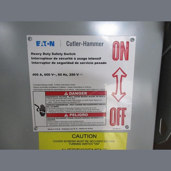 400 Amp. Cutler Hammer #1HD365, Fusible Disconnect Switch, 600 VAC - Image 2