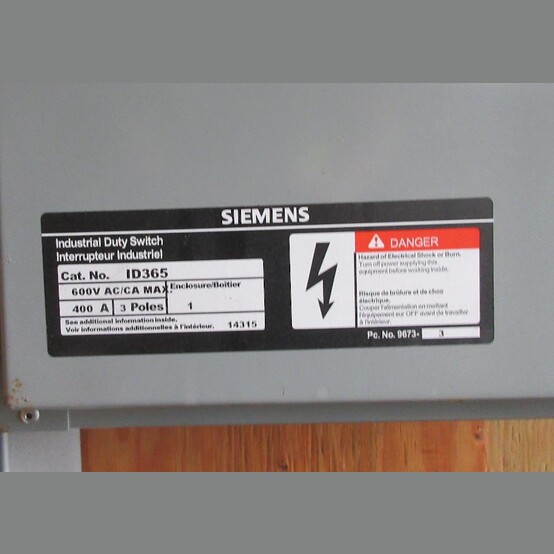 400 Amp. Siemens, Fusible Disconnect Switch, 600 Volts (2 available) - Image 2