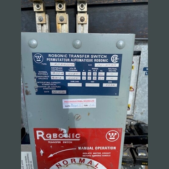 400 Amp. Westinghouse #R03400M, automatic transfer switch, 600 Volts, 3 phase (2 available) - Image 10