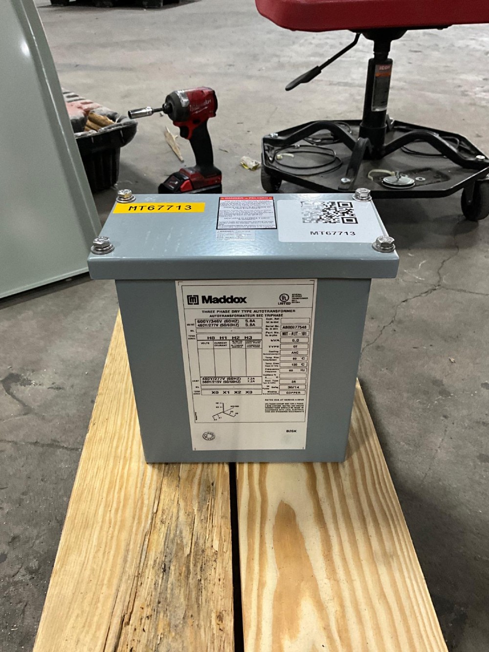 6 KVA 600Y/346 Primary, 480Y/277 Secondary, 3 phase, Dry Type Auto Transformer, Ready To Ship, New - Image 1