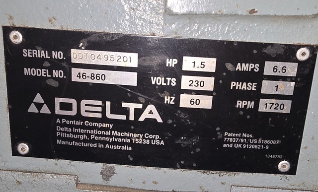 16" x 40" Delta #46-860, Woodworking Lathe, 1.5 HP, 1720 RPM, 230 Volts, 1PH, 1995 - Image 9