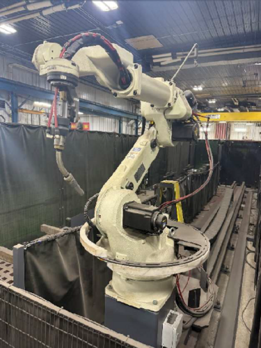 OTC #FBD-6L, 6-Axis Robotic Welding Cell, 60" x 30" weld table, 35' x 13' weld cell size, 26' slide length - Image 3