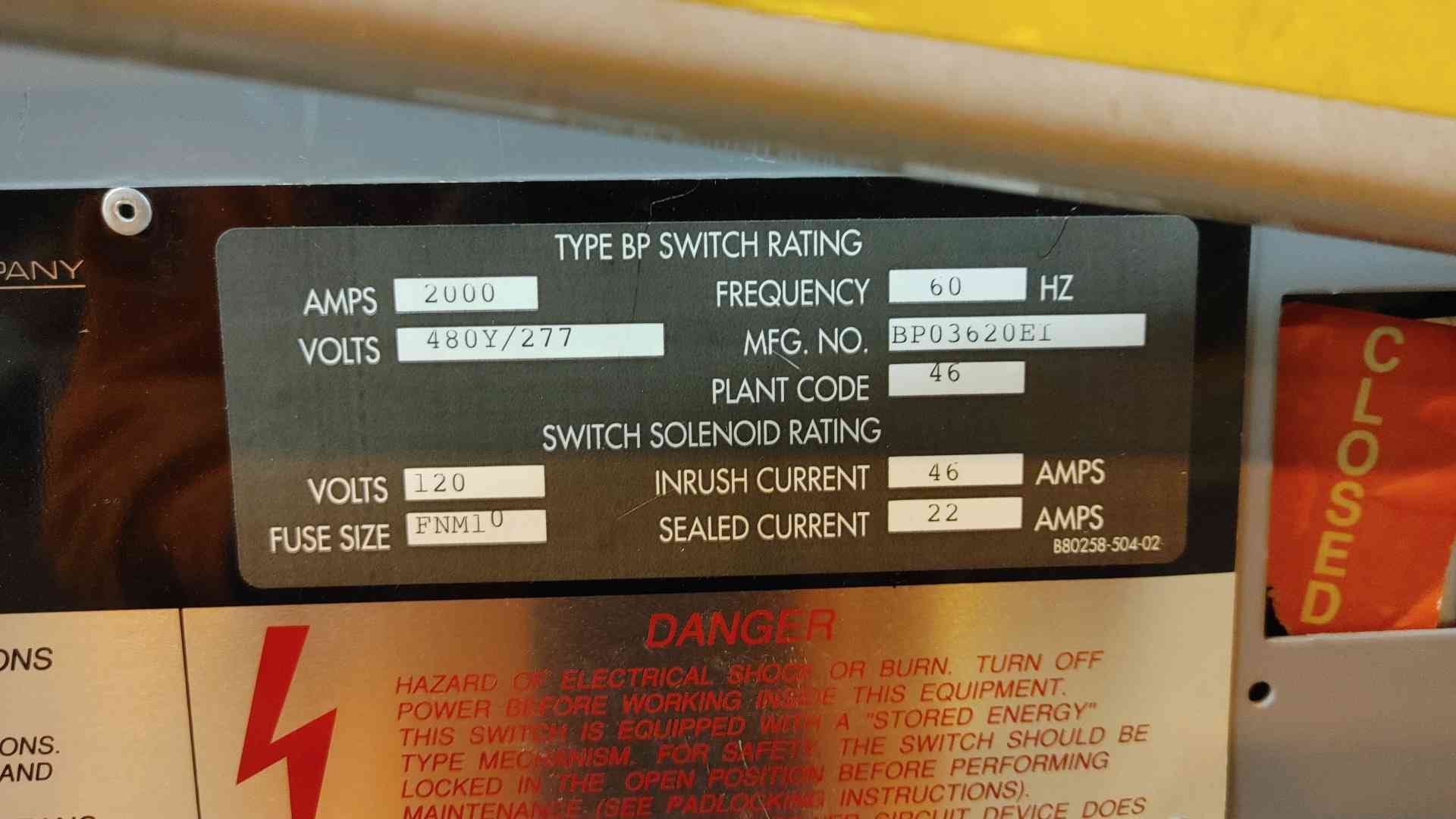 2000 Amps, Square D Power Style QED, switchboard, 480Y/277 Volts, 3 phase, 4 wire, bypass switch & meter - Image 6