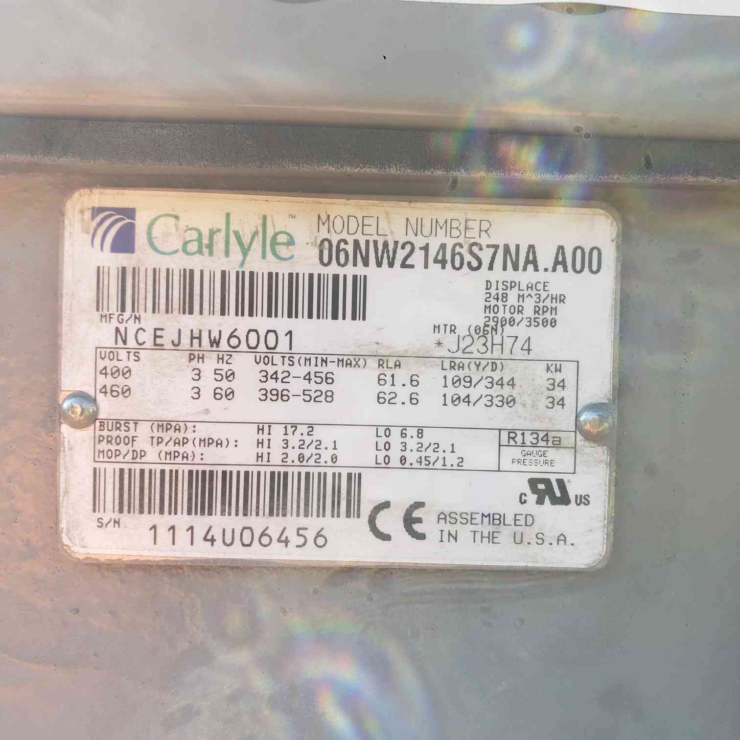 116 Ton, Carrier #30HXC116, water-cooled liquid chiller, dual Carlyle screw compressors - Image 4