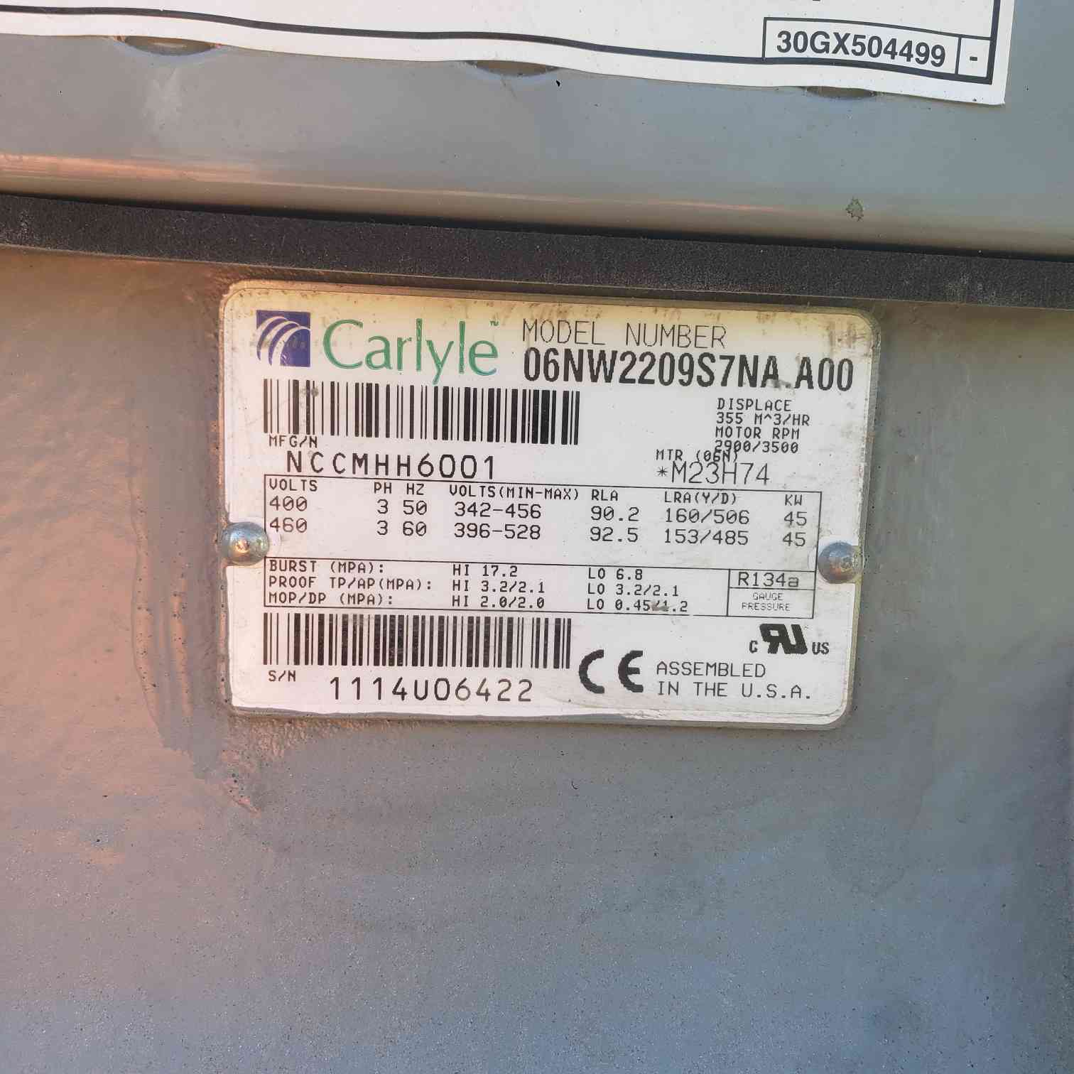 116 Ton, Carrier #30HXC116, water-cooled liquid chiller, dual Carlyle screw compressors - Image 5
