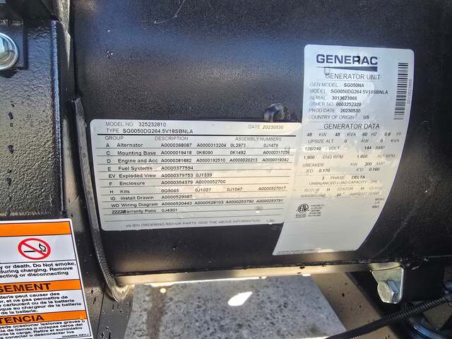 50 KW Generac, natural gas/LP generator, 4.5L engine, 1 hour, Unused, 2023 (4 available) - Image 8