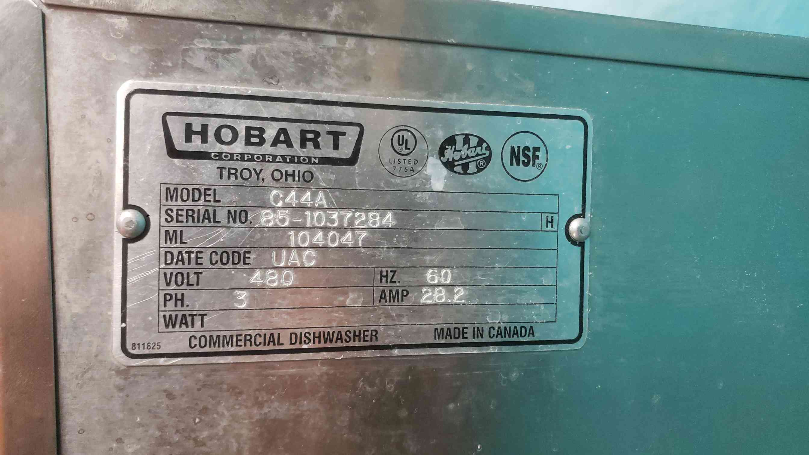 Hobart #C44A, commercial conveyor dishwasher, 202 racks/hr, high temp, 480 V., 3 phase - Image 4