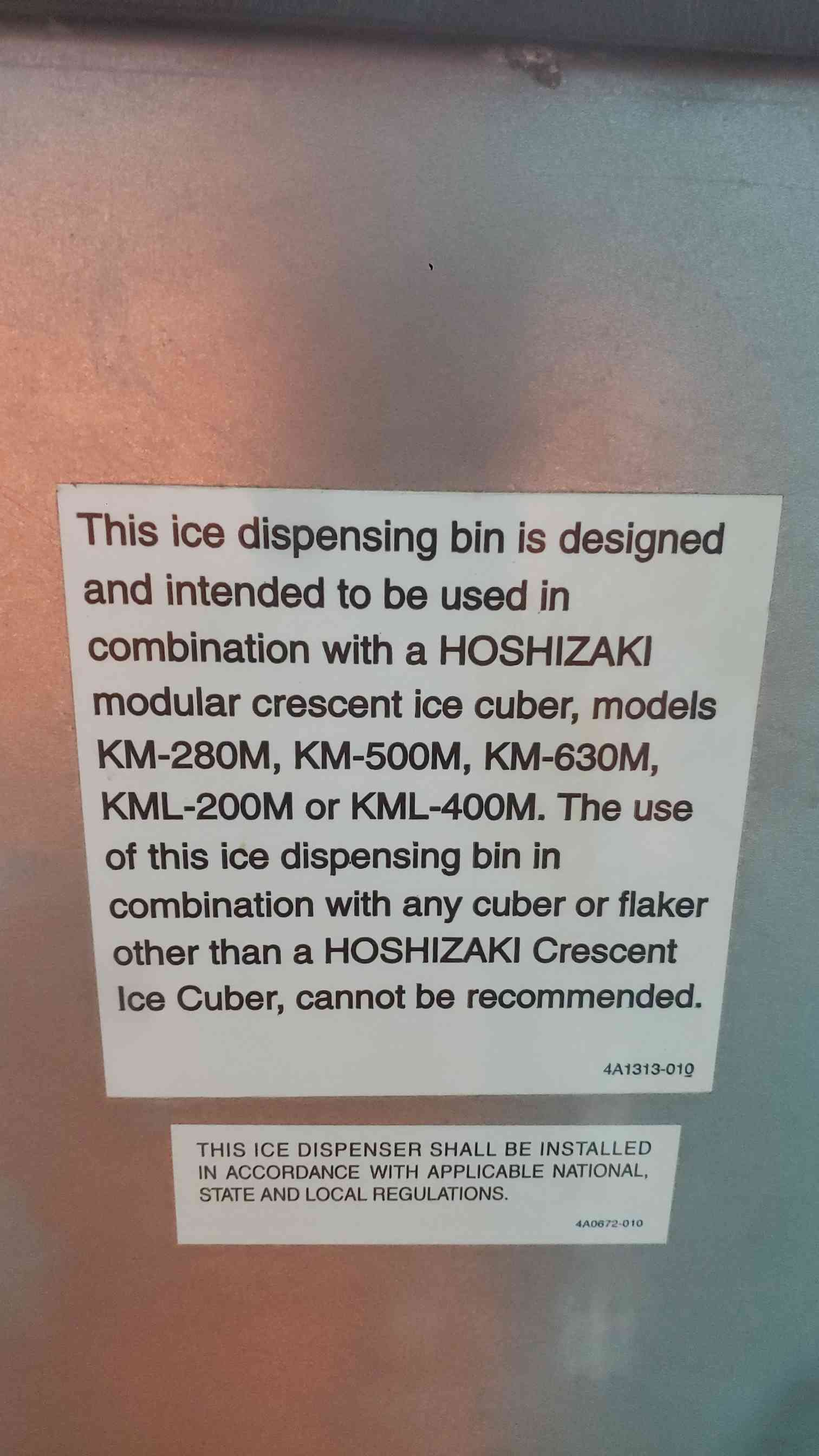Hoshizaki #KML-600MWH, crescent cube ice machine, w/DM-180A ice & water dispenser (2 available) - Image 8