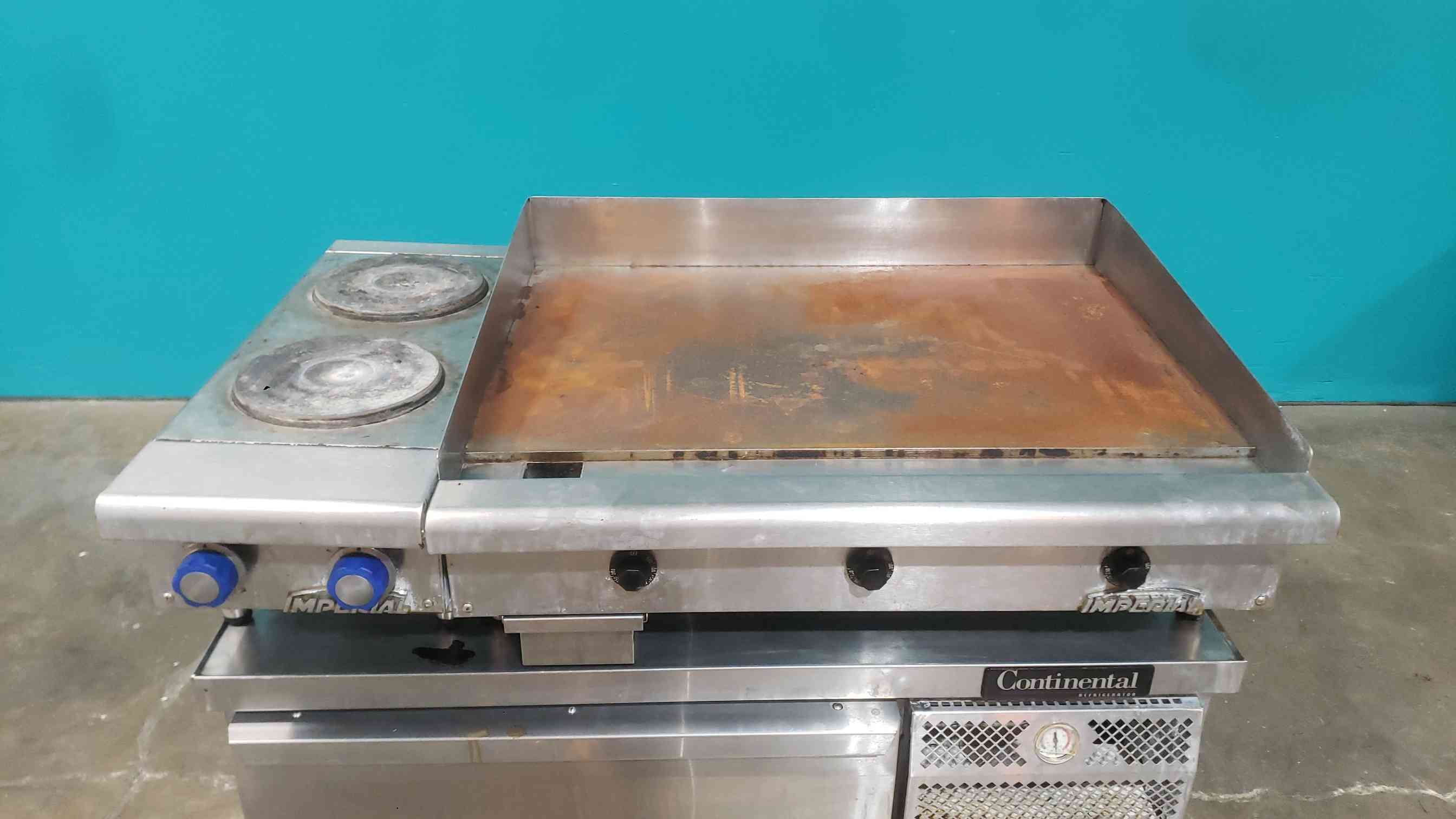Imperial, 36" electric griddle w/2-burner hot plate, Continental #LB, 48" refrigerated chef base, 2-drawer - Image 4