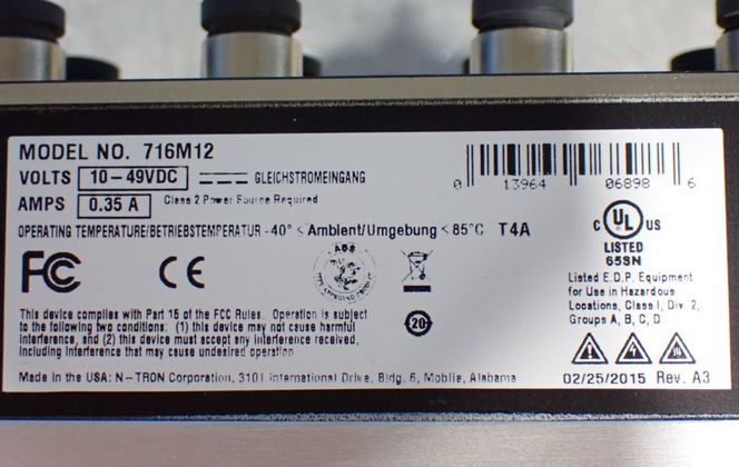 N-tron #716M12, IP67-rated managed industrial Ethernet switch, 10-49 VDC, Unused (3 available) - Image 4