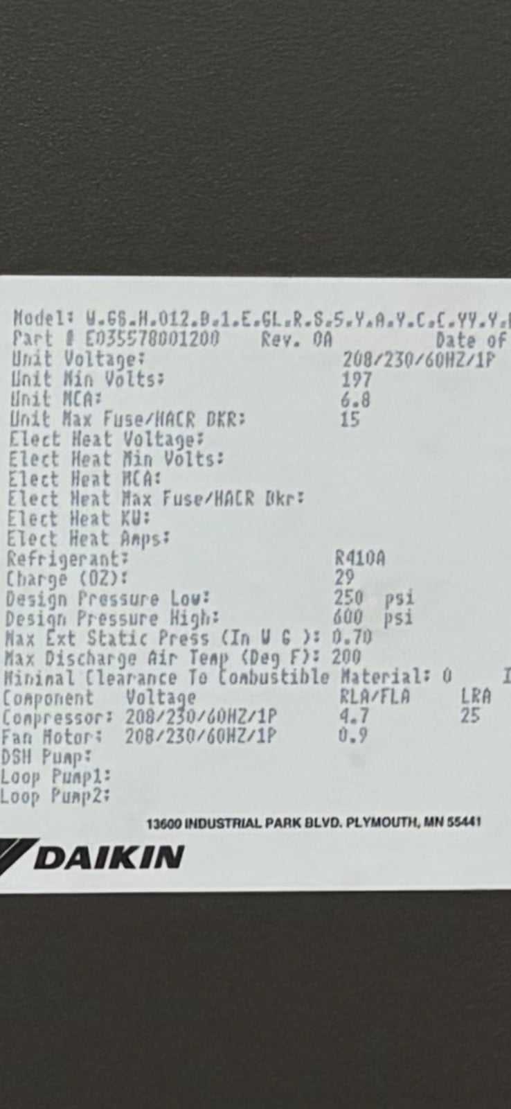 Daikin SmartSource #W.66.H.012, Horizontal Water Source Heat Pump, R410a, new - Image 5