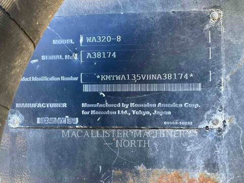 Komatsu WA320-8, Wheel Loader, 6704 hours, S/N: A38174, 2017 - Image 6