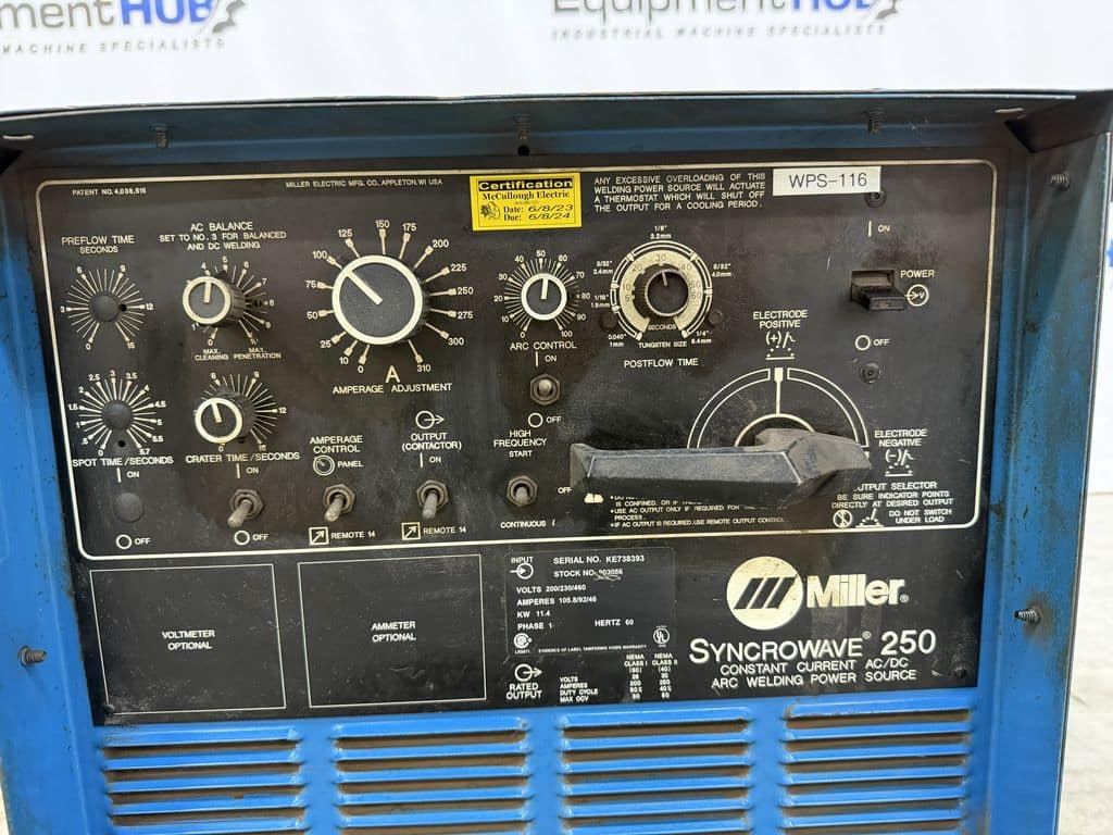 Miller #Syncrowave-250-CC, AC/DC TIG/Stick welder, 3-310amps, - Image 8