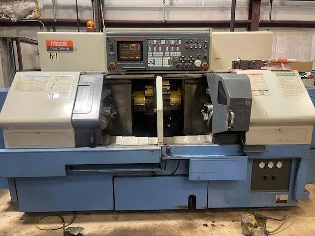 Mazak #DUAL-TURN-20, CNC Lathe, dual spindle, 12.6" turn diameter, 49.21" mach. length, 8" chuck, 20 HP, 1995 - Image 1