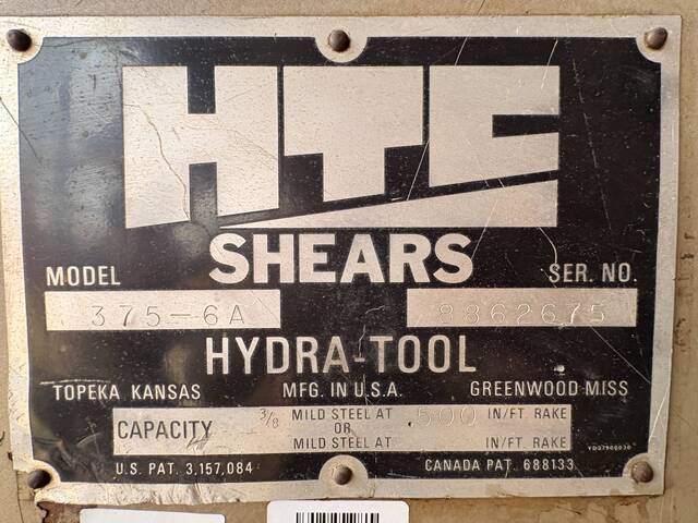 3/8" x 72" HTC #375-6A, Hydraulic Sheet Metal Shear, 36" backgauge, 17 SPM, 20 HP, 208/460 V. - Image 1