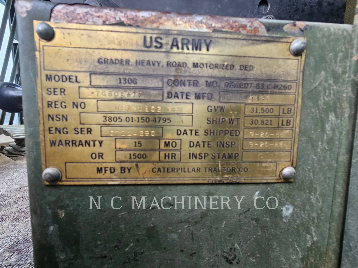 Caterpillar 130, Motor Grader, 4075 hours, S/N: 7GB01475, 1985 - Image 5