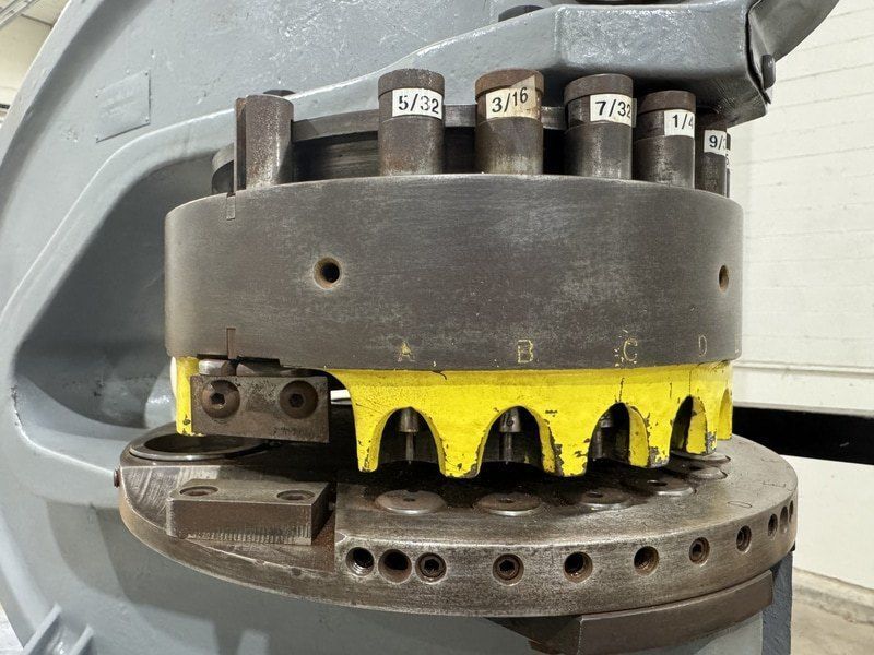 8 Ton, Rotex #18, 1/8" to 2-1/4" cap., 18" throat, 18 station, hand actuated, tooling & spare parts - Image 3