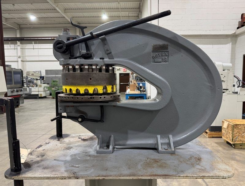 8 Ton, Rotex #18, 1/8" to 2-1/4" cap., 18" throat, 18 station, hand actuated, tooling & spare parts - Image 6