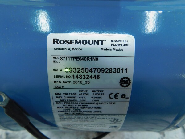 Rosemount #8711TPE040R1N0, Wafer Magnetic Flowtube Flow Meter, 4", Unused (2 available) - Image 2