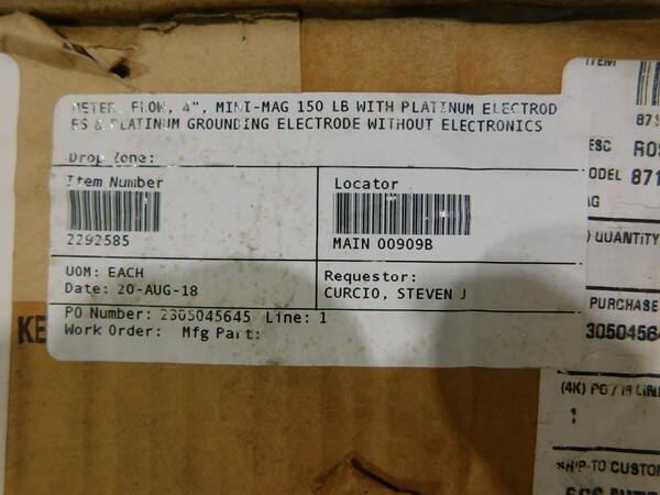 Rosemount #8711TPE040R1N0, Wafer Magnetic Flowtube Flow Meter, 4", Unused (2 available) - Image 7