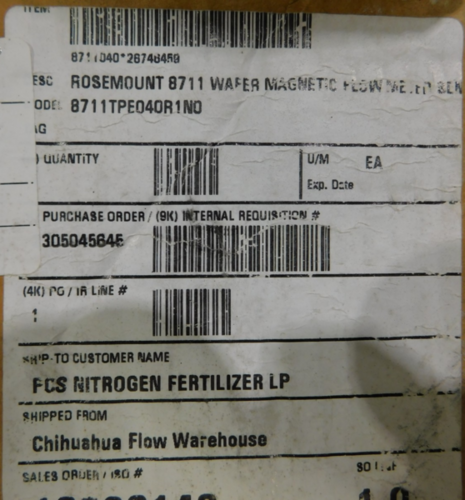 Rosemount #8711TPE040R1N0, Wafer Magnetic Flowtube Flow Meter, 4", Unused (2 available) - Image 8