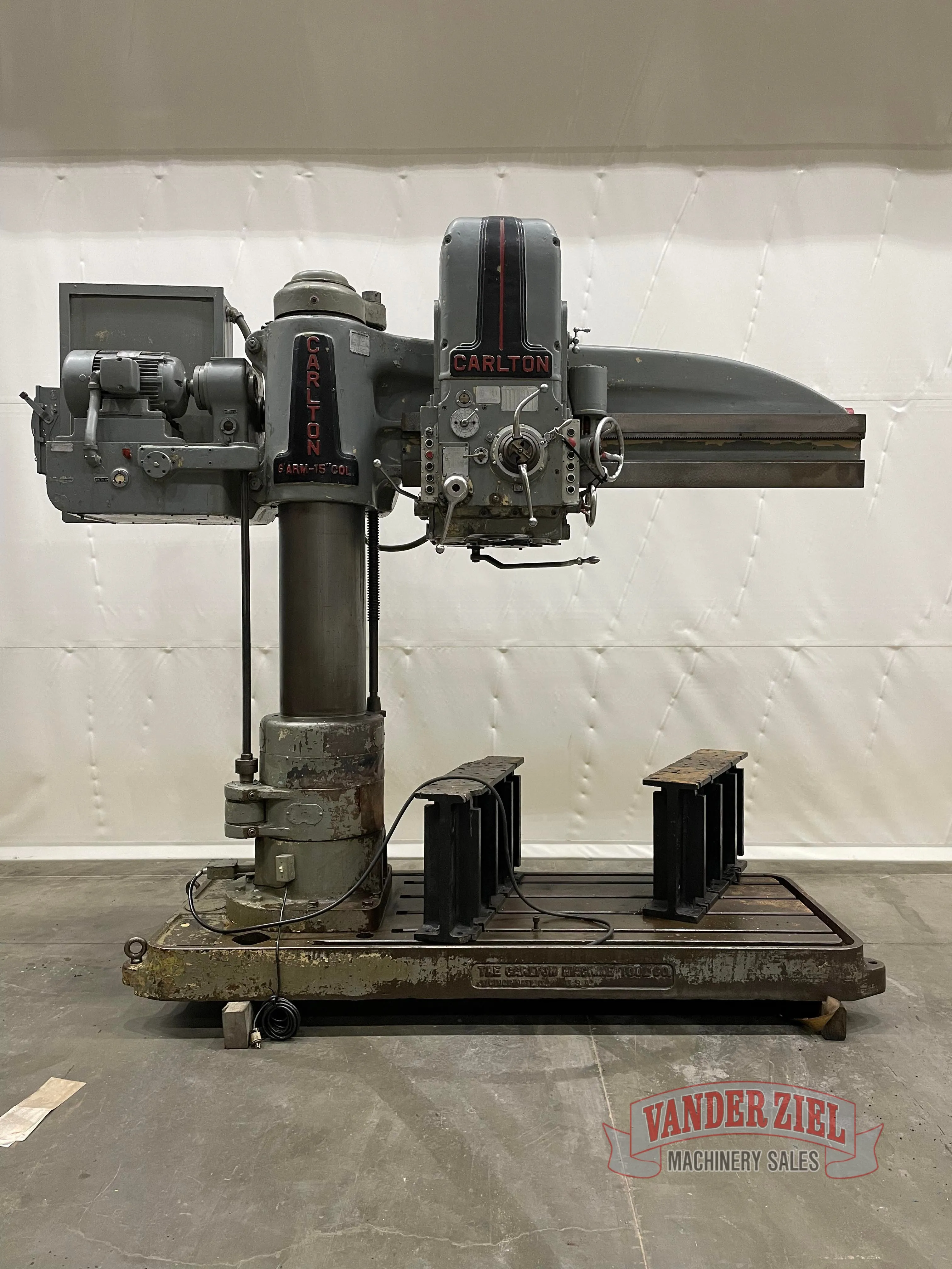 6' -15" Carlton #3A, Radial Drill, 8'-4" arm swing, 77" x 36" base working surface, 1200 RPM - Image 1