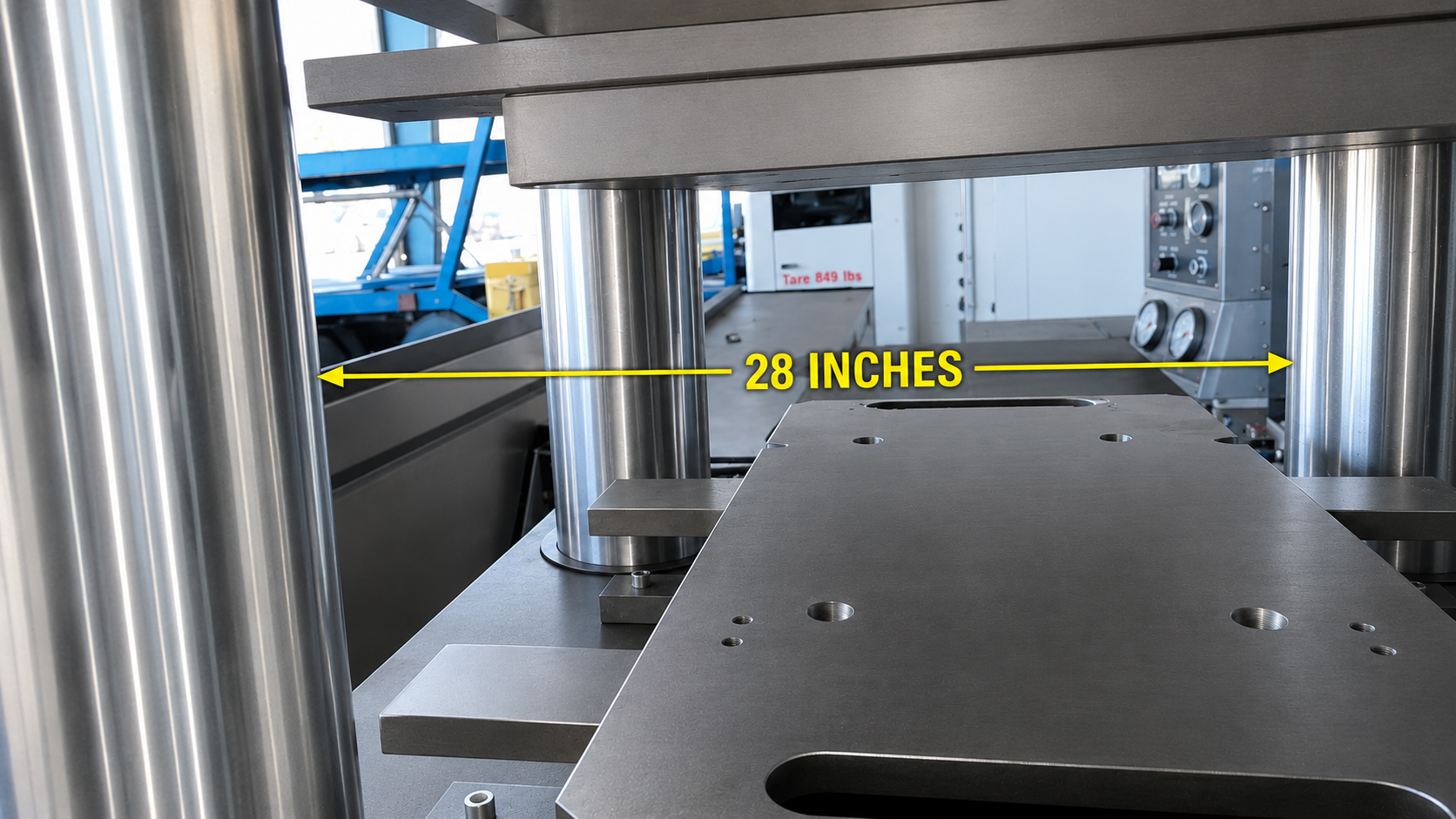 500 Ton, Hyseco, 4-Post Compression / Embossing Hydraulic Press, 6" stroke - Image 8