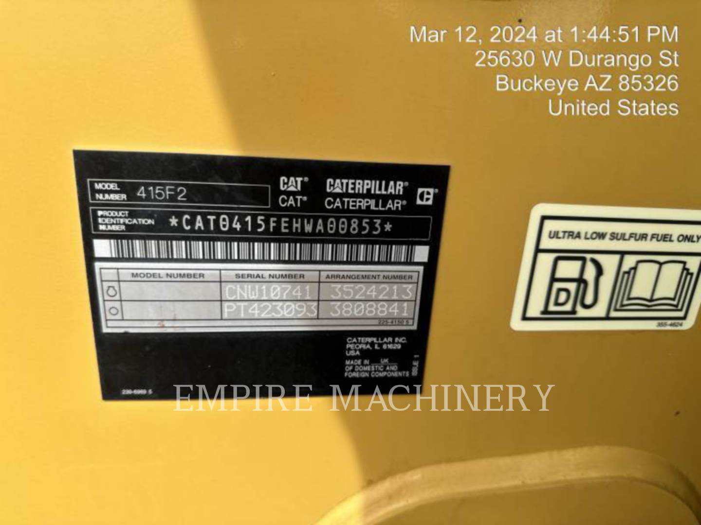 Cat 415F2 4EOP, Backhoe Loader, 1961 hours, S/N: HWA00853, 2019 - Image 6