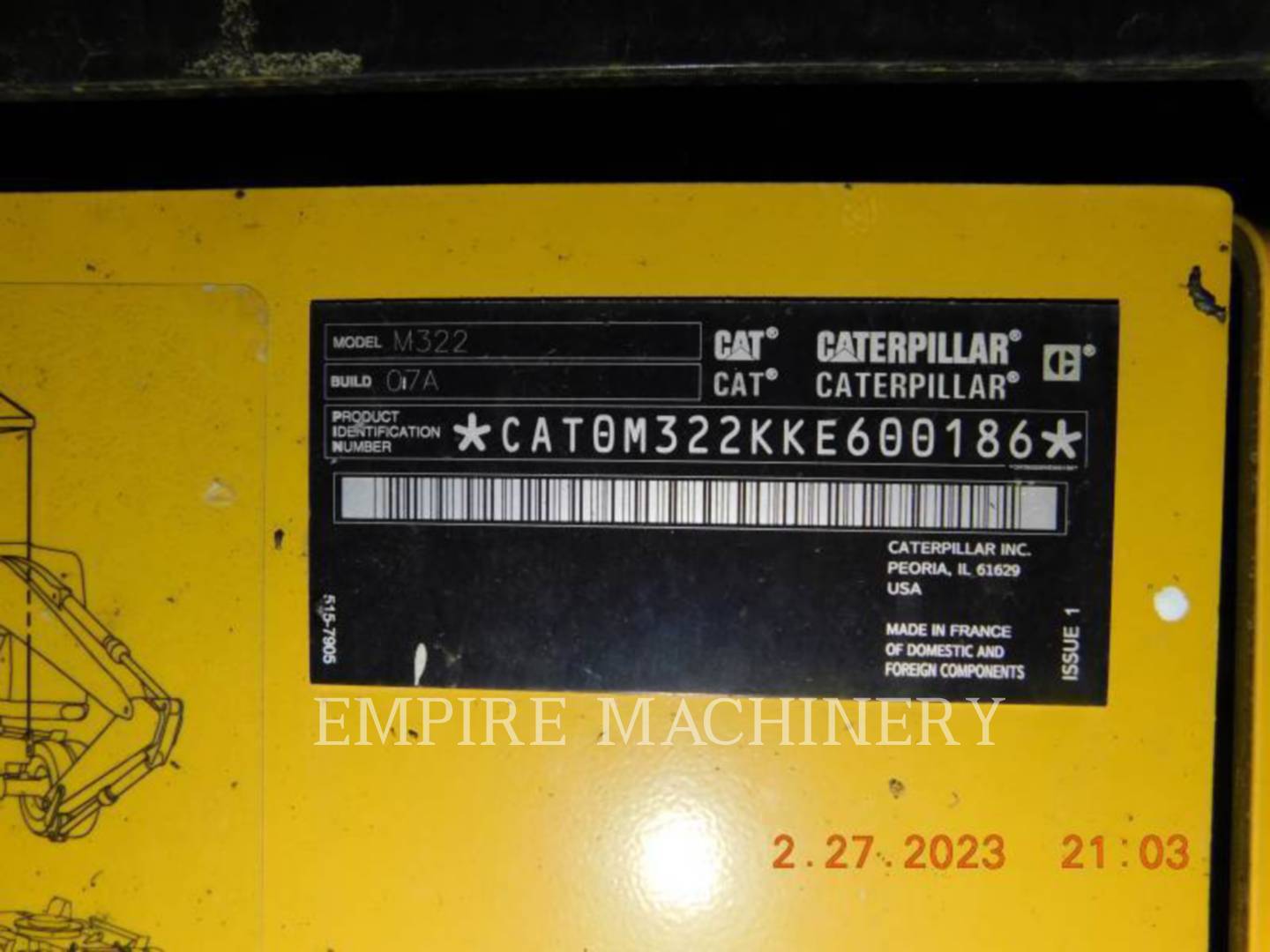 Caterpillar M322-07, 1720 hours, S/N: KE600186, 2023 - Image 6