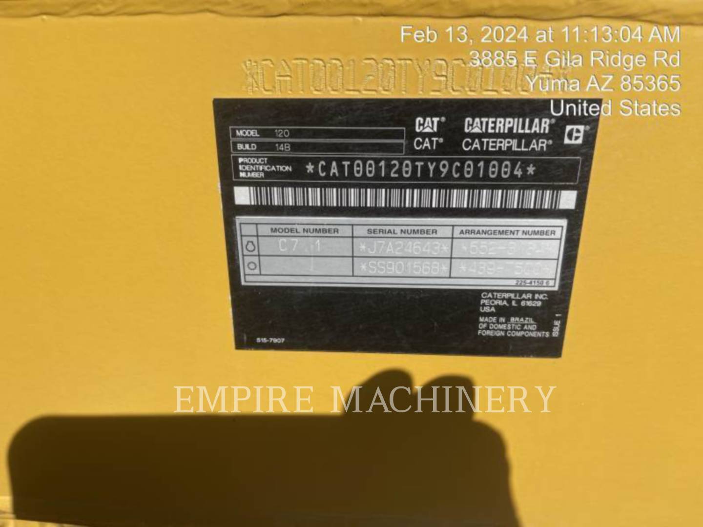 Caterpillar 120-14, Motor Grader, 1591 hours, S/N: Y9C01004, 2023 - Image 7