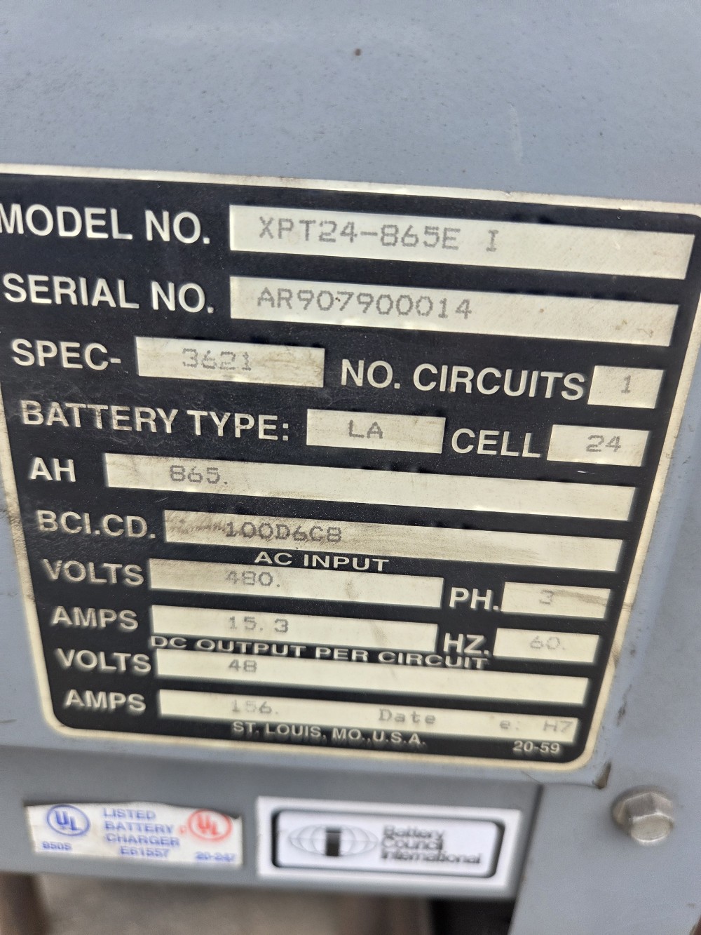 Industrial Battery & Charger #XPT24-865E, 48 volt forklift battery c, 865 AH, 156 Amp Output, 480 Volt, 3 - Image 4