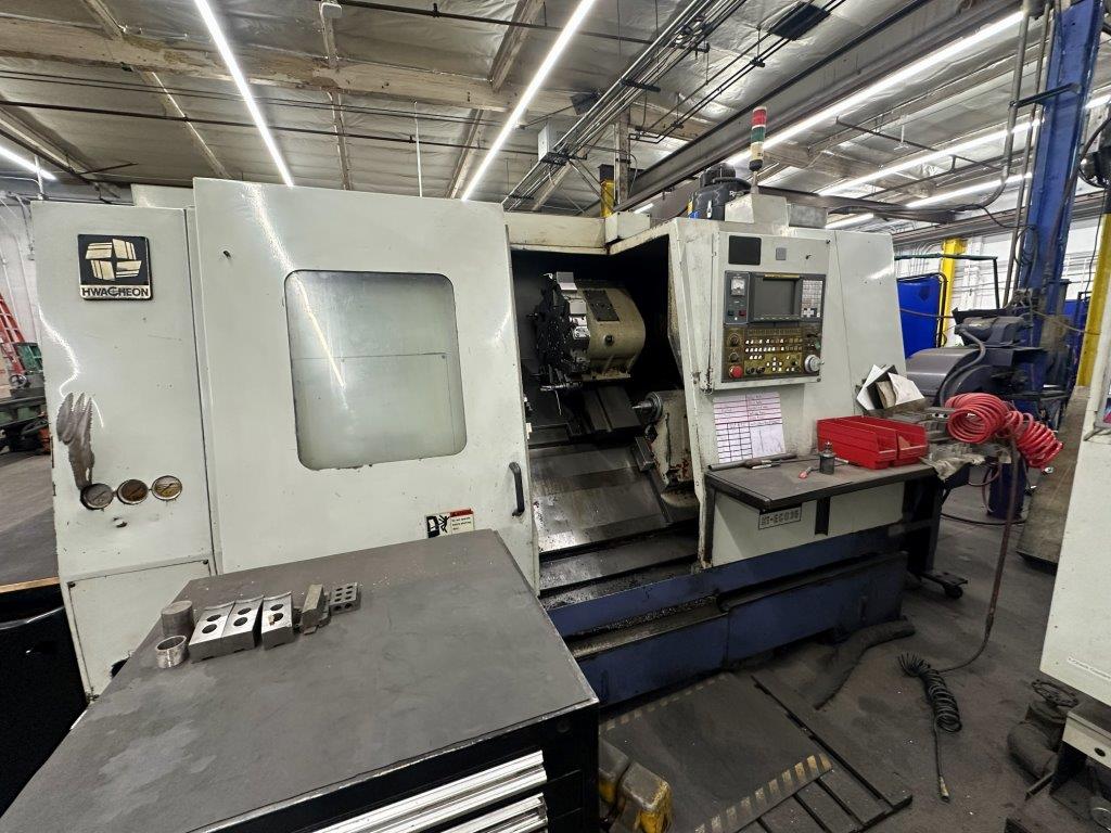 Hwacheon #Hi-ECO-35, CNC turning center, 16.3" swing, 3" bar, 47.3" centers, 25-2500 RPM, 30 HP, Fanuc 18T - Image 1