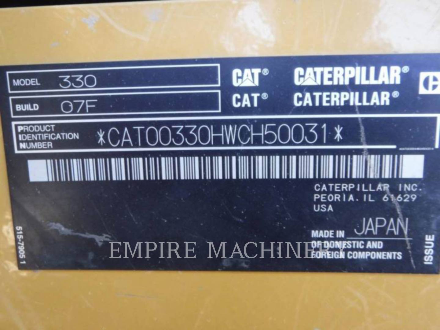 Caterpillar 330-07 TH, 2590 hours, S/N: WCH50031, 2024 - Image 2